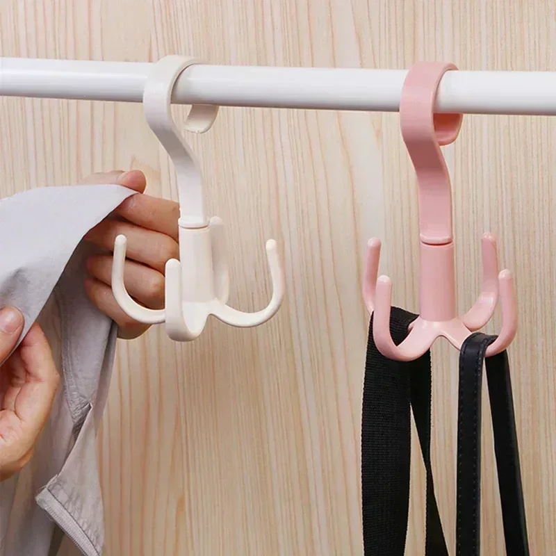 1/2/4/10Pcs 360° Rotating Hanger Hooks Space Saving Wardrobe Organizer Clothes Rack Bag Shoes Scarf Hanger Closet Hanging Holder