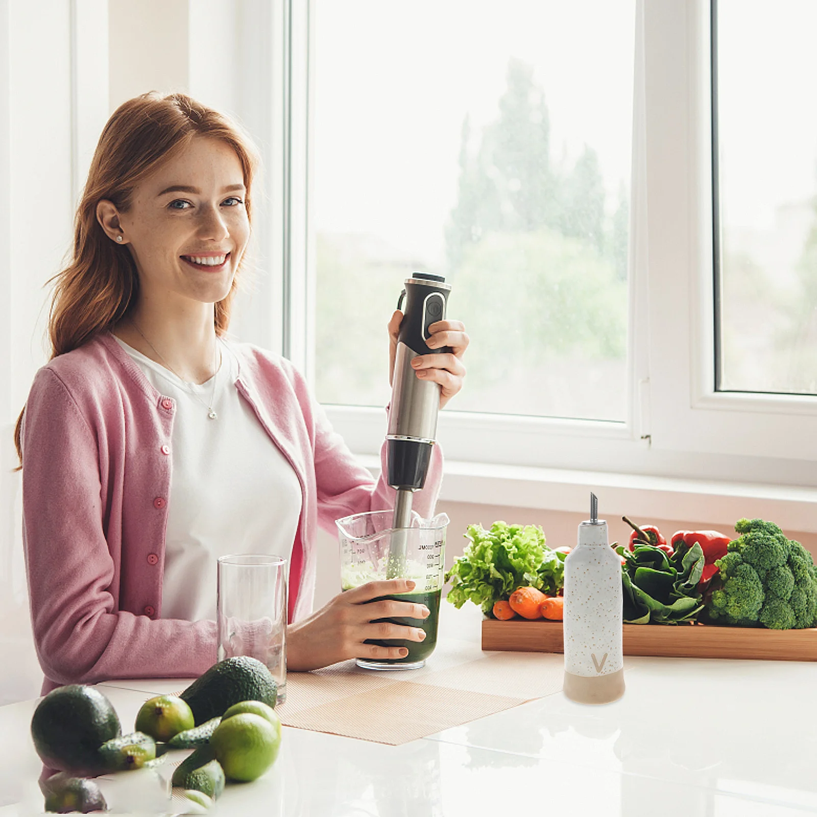 

Ceramic Oil Dispenser Large Capacity Pour Spout Kitchen Supplies Olive Oil Bottle Vinegar Jar Liquid Sauce Container For