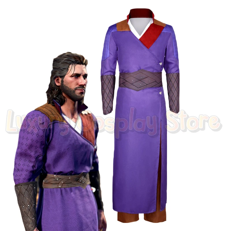 

Gale Cosplay Costume Trench Purple Robe Men Game Baldurs Gate Role Play Battle Suit Uniform Comic Con Halloween Christmas Outfit