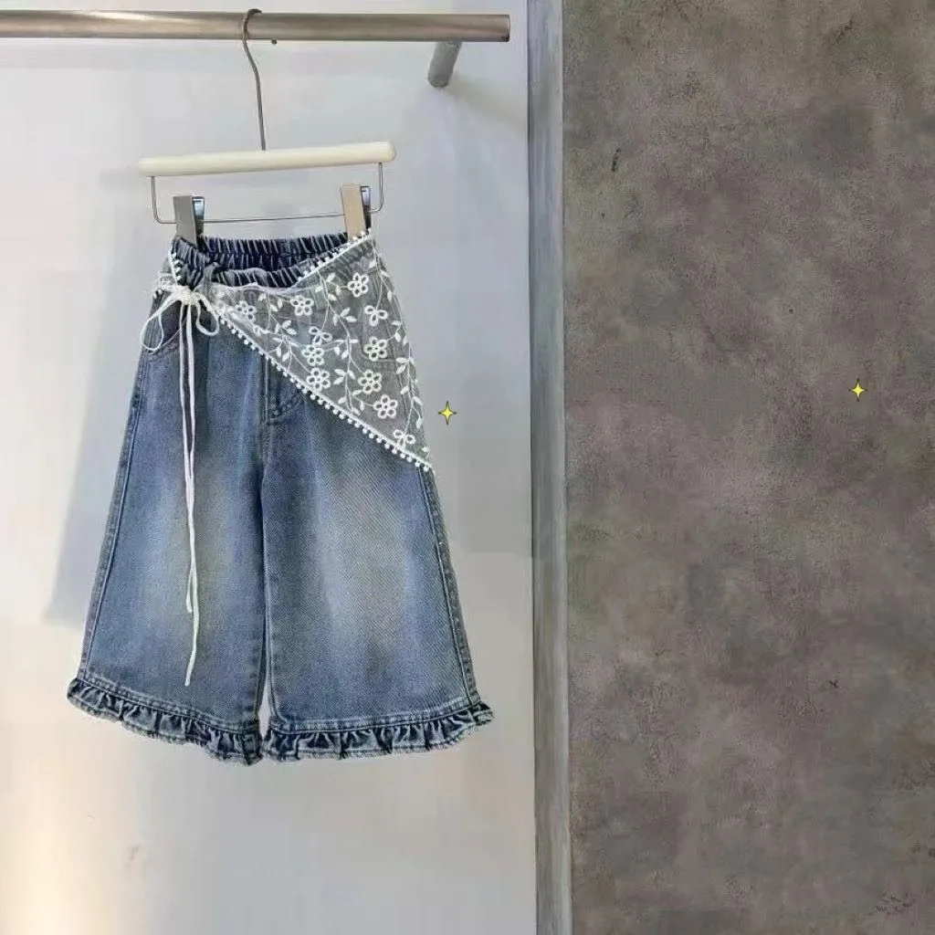

Baby Girl Straight Leg Jeans Korean Casual Pants for Spring And Autumn Children's Wear