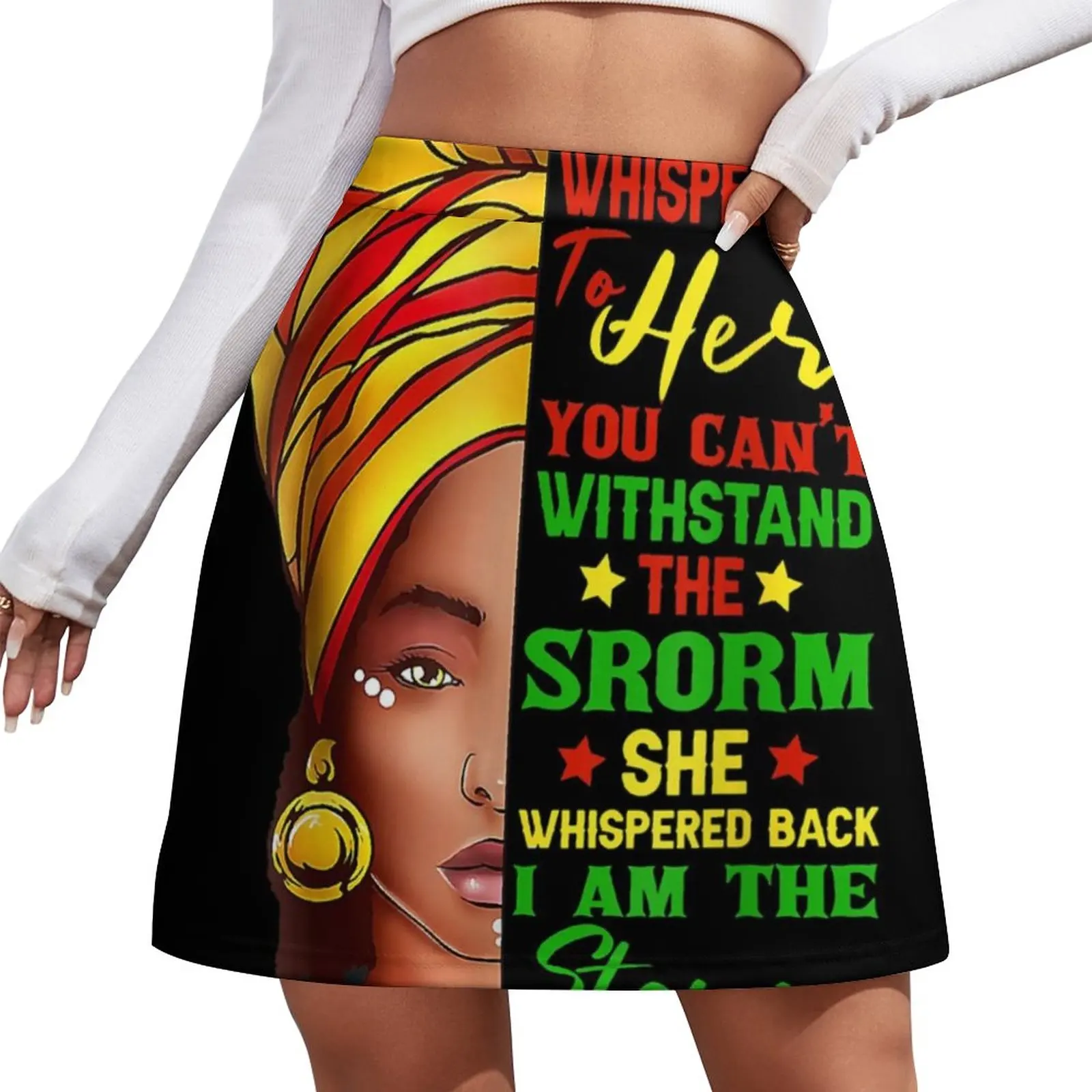 Black History Month African Woman Afro I Am The Storm Mini Skirt elegant social women's skirts Women skirt