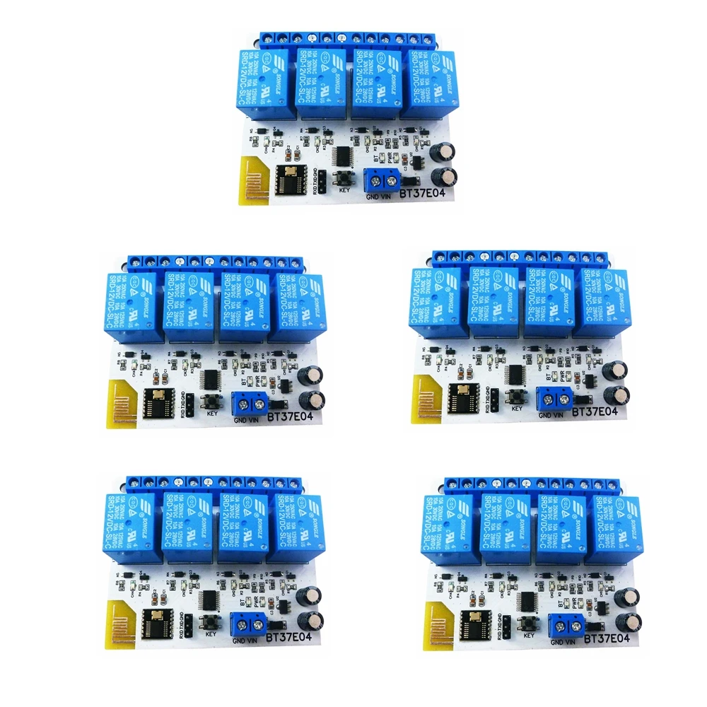 

5x BT37E04 4Ch Apple IOS Android Bluetooth-Compatible BLE Relay IOT Module Command customization Switch