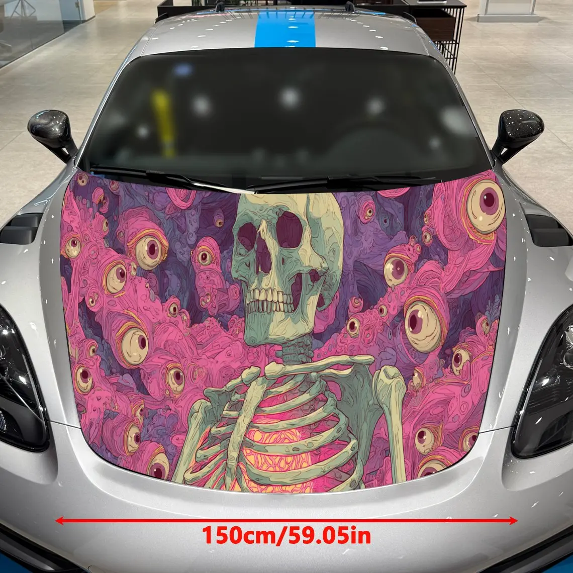 Skeleton and Eyeball - Dreamy Starry Sky Auto Cover Sticker, Waterproof and Self-adhesive Car Hood Decal, Auto Vinyl Wraps, Cool