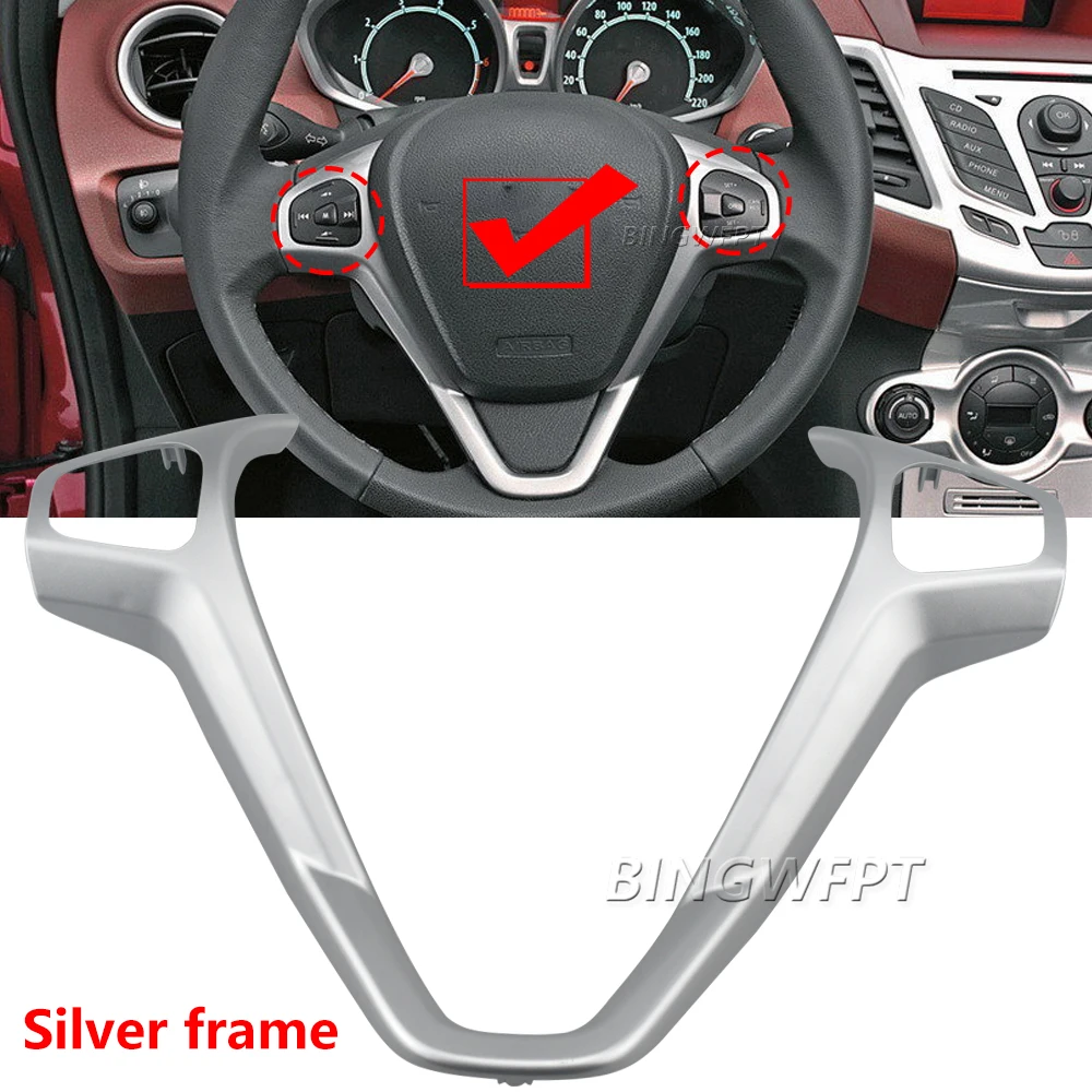 Car Frame Panel Steering Wheel Cover Decorative For Ford Fiesta MK7 Ecosport 2013 Steering wheel Button Switches Frame