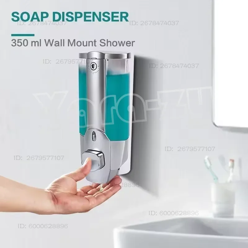 350ml-壁掛け式ハンドソープ＆シャンプーディスペンサー-シャワー＆洗面所収納用バスルーム液体ディスペンサー