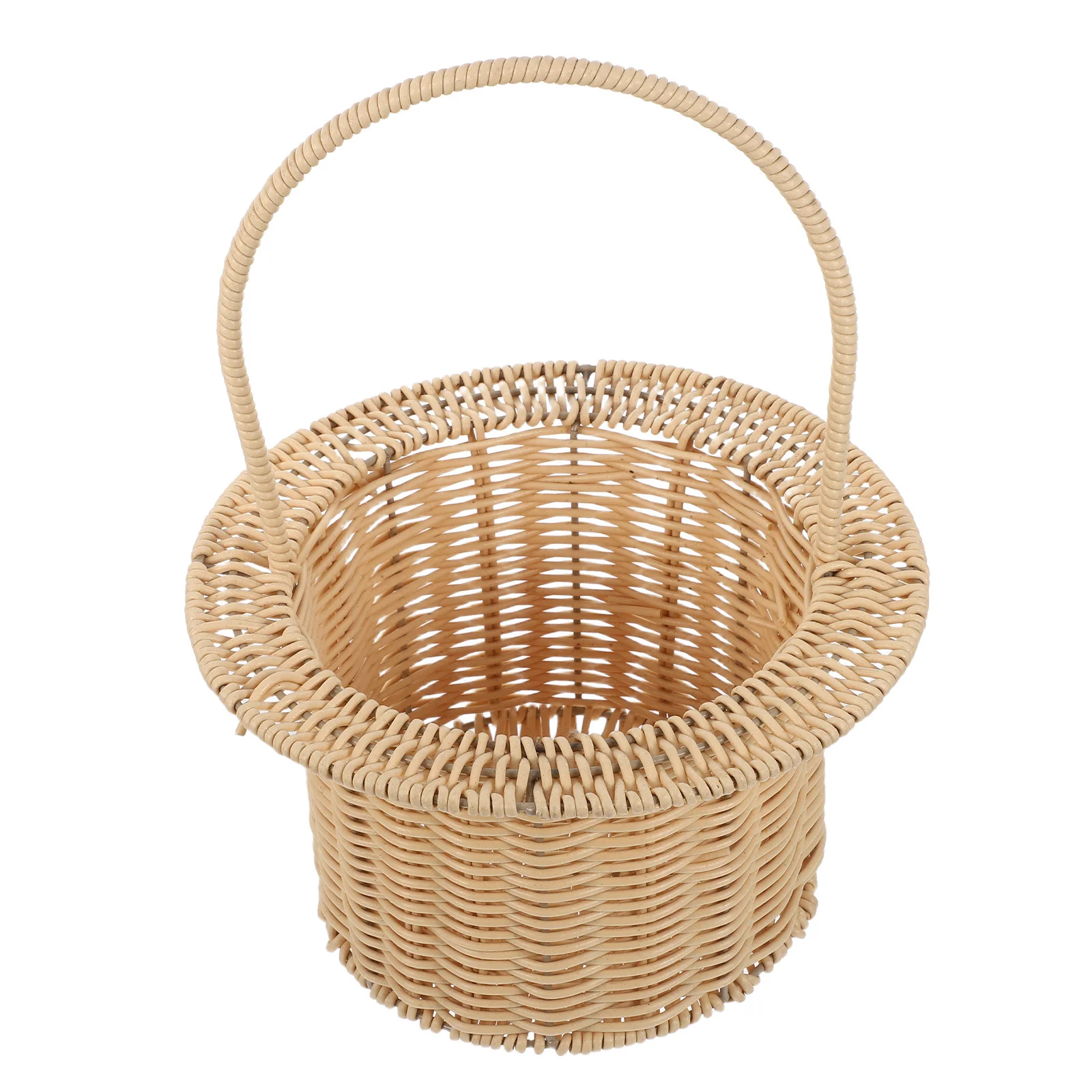 

Imitation Rattan Flower Basket Handwoven Design With Handle Lightweight For Wedding Party Garden Decor Candy Bucket Harvest