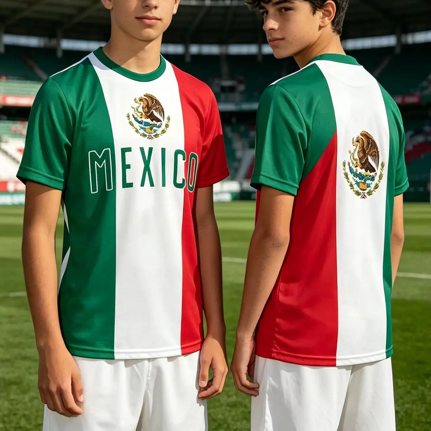 Mexico National Flag Eagle Coat Of Arms Soccer Jersey Men Women 3D Print Mexican Patriotic Football Tee Casual Sports T-shirt