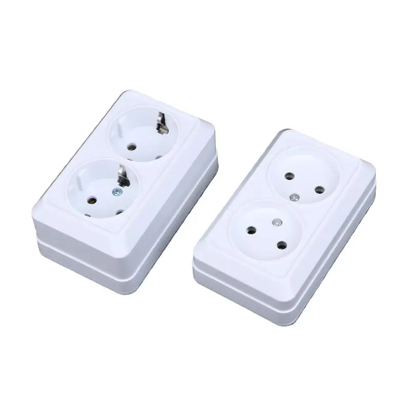 1 Buah Stopkontak Listrik Standar EU 10A, Soket Daya Permukaan Vintage dengan Ground, Steker Soket Dinding Plastik Tahan Api