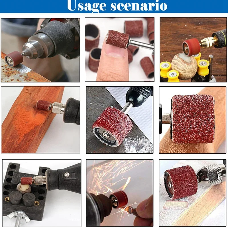ABAE-132 Pieces Sanding Drum Set,120 Pieces Aluminum Oxide 120Grit Drum Sander Sanding Sleeves And 12 Pieces Drum Mandrels