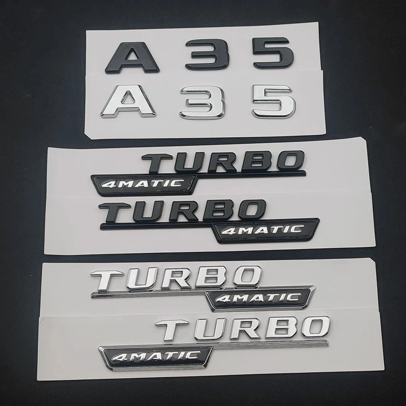 

3D ABS Black Car Rear Trunk Fender Side Badge Rear Star Logo A35 Turbo 4matic Emblem For Mercedes A 35 AMG W176 W177 Accessories