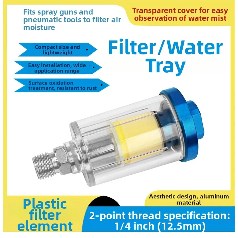 Mini Air Filter Separator For Paint Spray For Gun- And Pneumatic Tool With Clear Cup And Threaded Connection Options