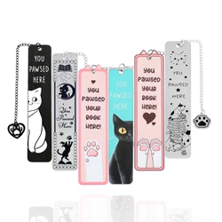 Cartoon cat metal bookmark, cute metal bookmarks with tassel, reading office supplies for cat-loving book lovers