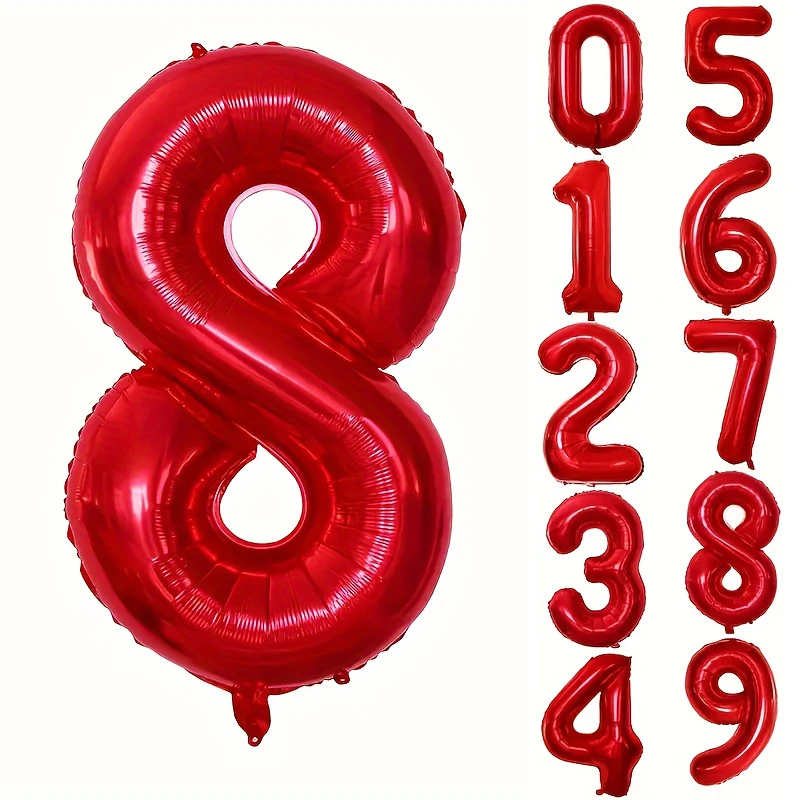 32 INCH Rood Aantal Folie Ballonnen voor Verjaardag Jubileum Party Decor, Grote Familie Viering Foto Achtergrond Decoratie Set