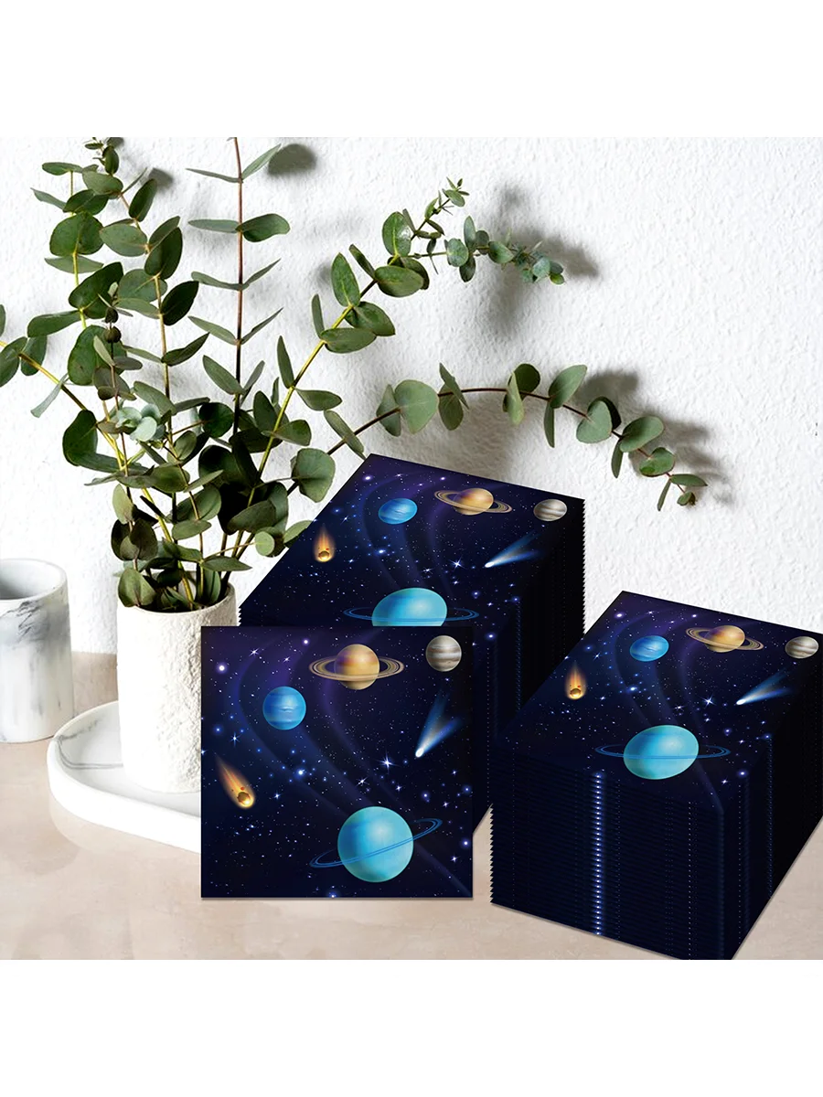 Cartoon Cosmic Space Planet Einweggeschirr Sets Kindergeburtstag Teller Papierservietten Tassen Babyparty Party Tischdekoration – Detail 9