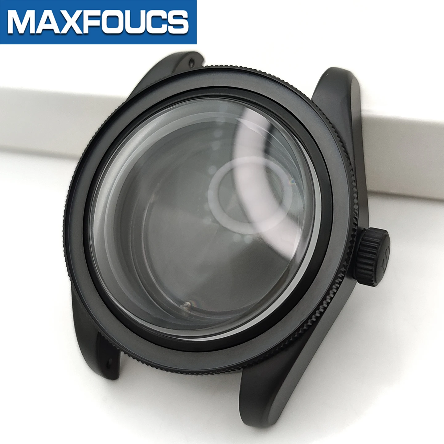 Mattes Retro-Schwarz Bay-Style Uhrengehäuse MOD SKX NH34 NH36 SKX007 Mit 3-Uhr-Krone Saphir-Lünette Maßgefertigtes Zubehör – Detail 21