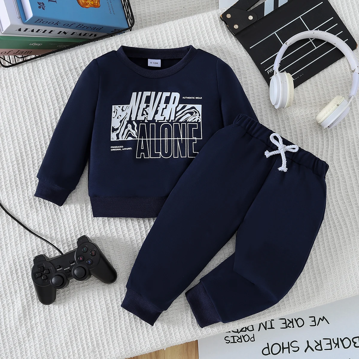 Cool Printed Boys' Clothing Set Casual Style Pants with Adjustable Drawstring Elastic Waist Loose Fit Kids' Fashion Outfit