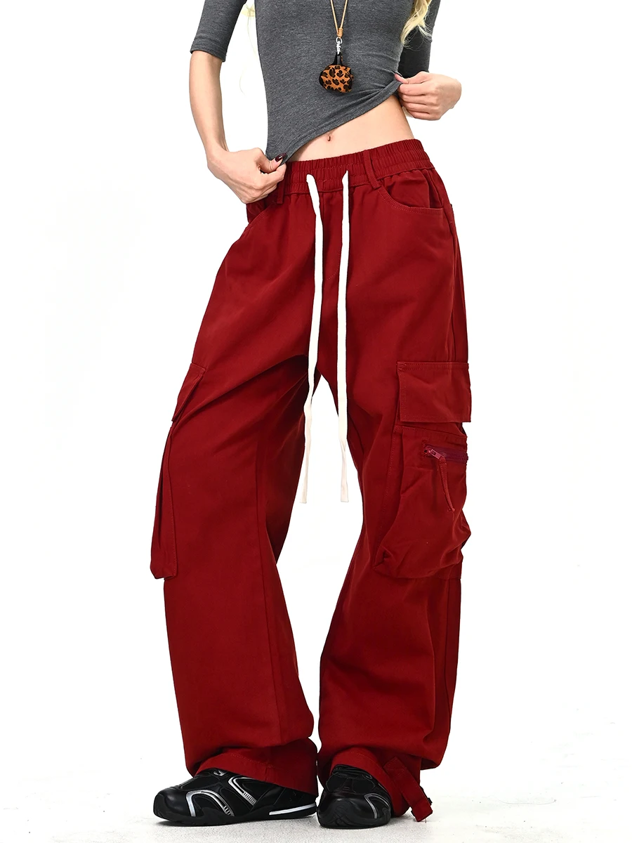 

Американские повседневные брюки для женщин, весна 2026, свободные широкие брюки, рабочая одежда, свободный крой, уличный стиль, ретро-брюки