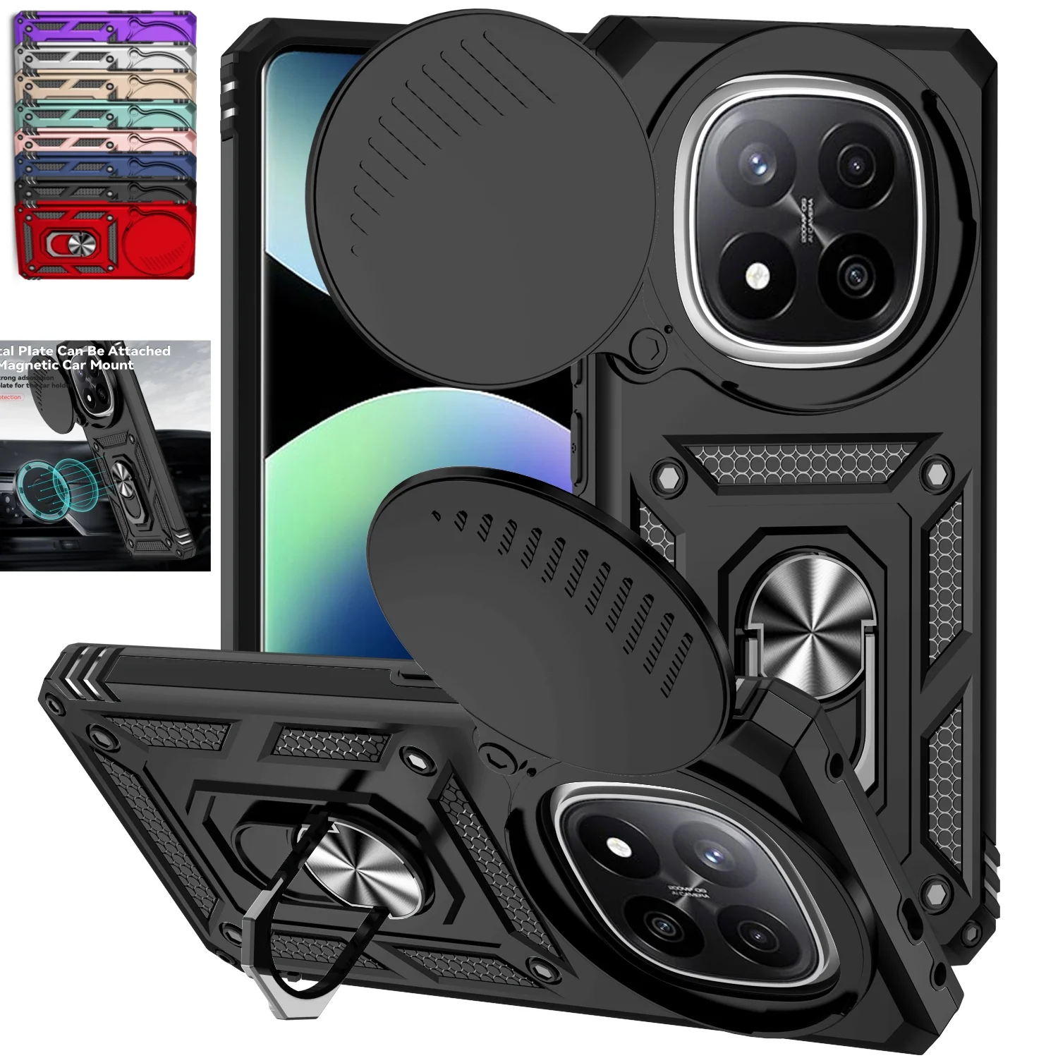 

For Xiaomi Redmi Note 14 Pro Plus 5G Case Magnetic Ring Stand Holder Armor Cover For Redmi Note 14 Pro+ Camera Protect Funda