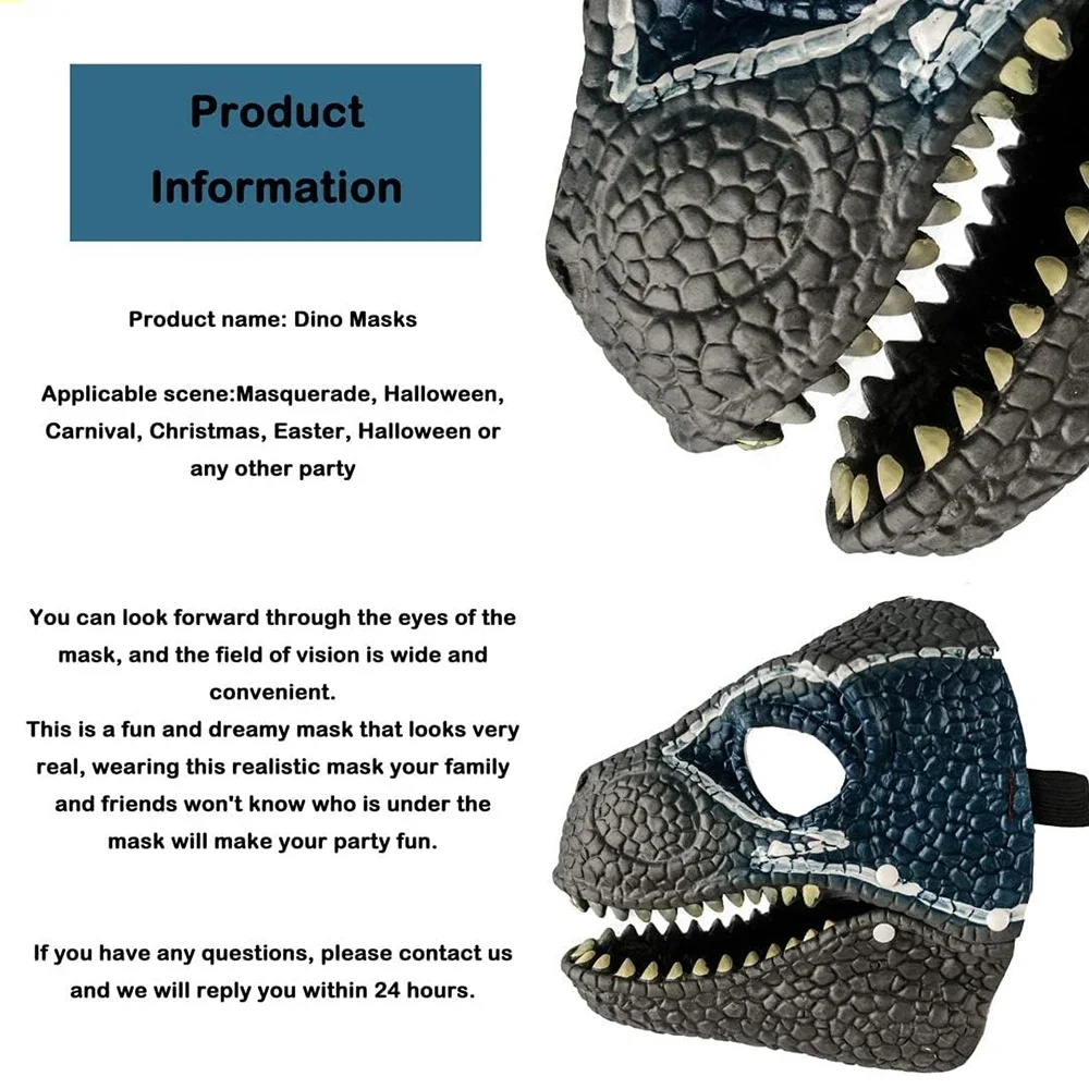 Máscara de dinosaurio de Halloween, tocado de dinosaurio de terror, accesorios de fiesta de miedo Raptor, decoración de Halloween, los mejores regalos para niños