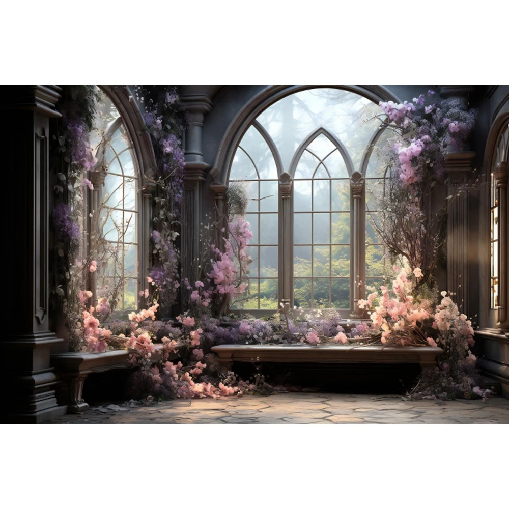 Boho Floral Indoor Birthday Party Backdrop Window Pampas Grass Arch Door Wedding Maternity Party Portrait Photography Background