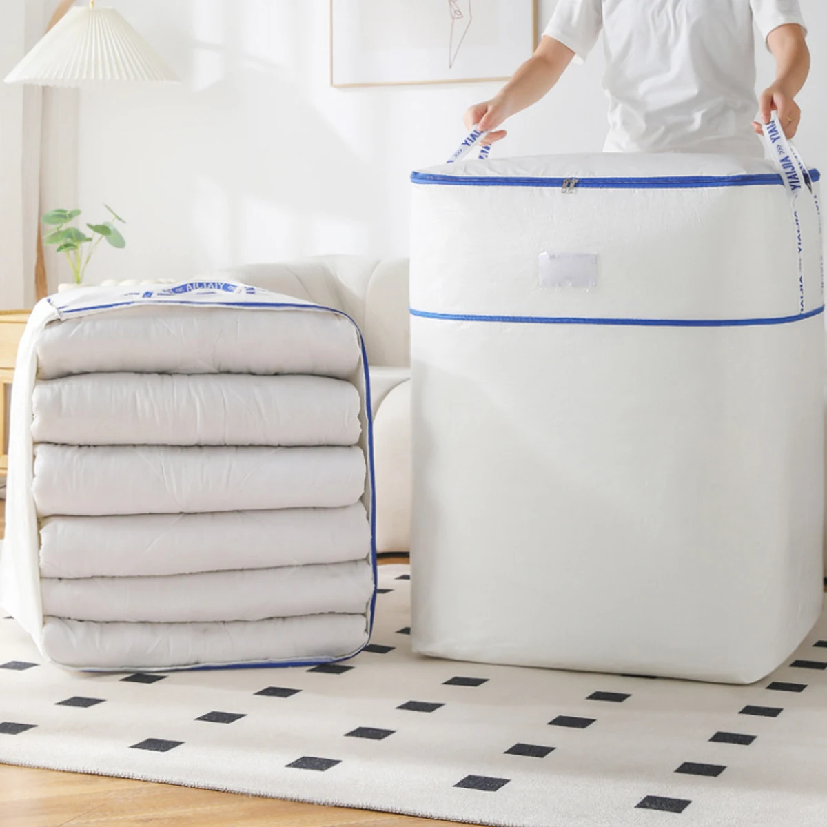 Large Capacity Moving Packing Bag Clothes Storage Bag Woven Bag Transit Bag Moving Essential Tool Cotton Quilt Organizer Box
