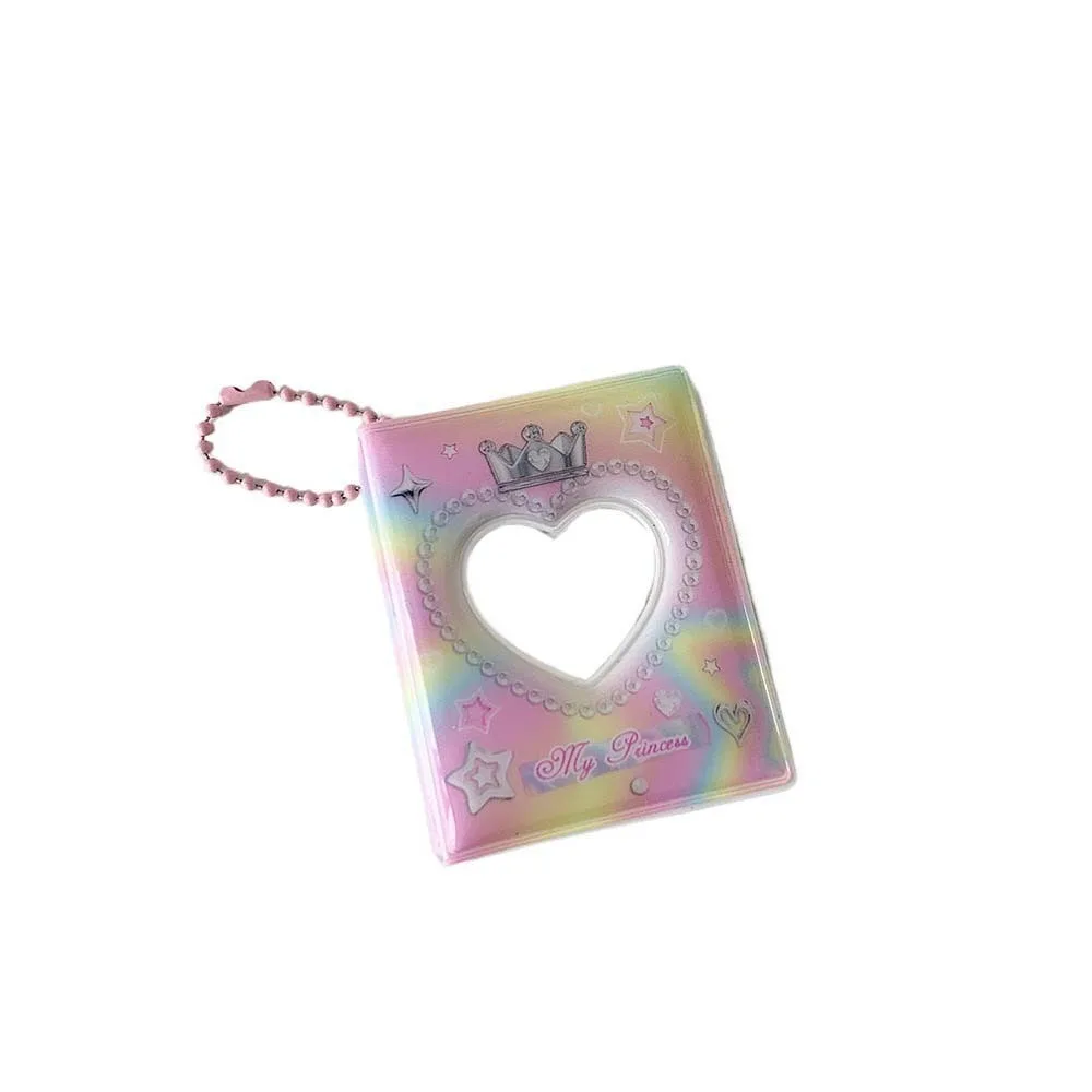 Mini Crown Love Heart Korean Photocard Holder PVC Card Cover Keychain Pendant Idol Card Display Protector Korean Style
