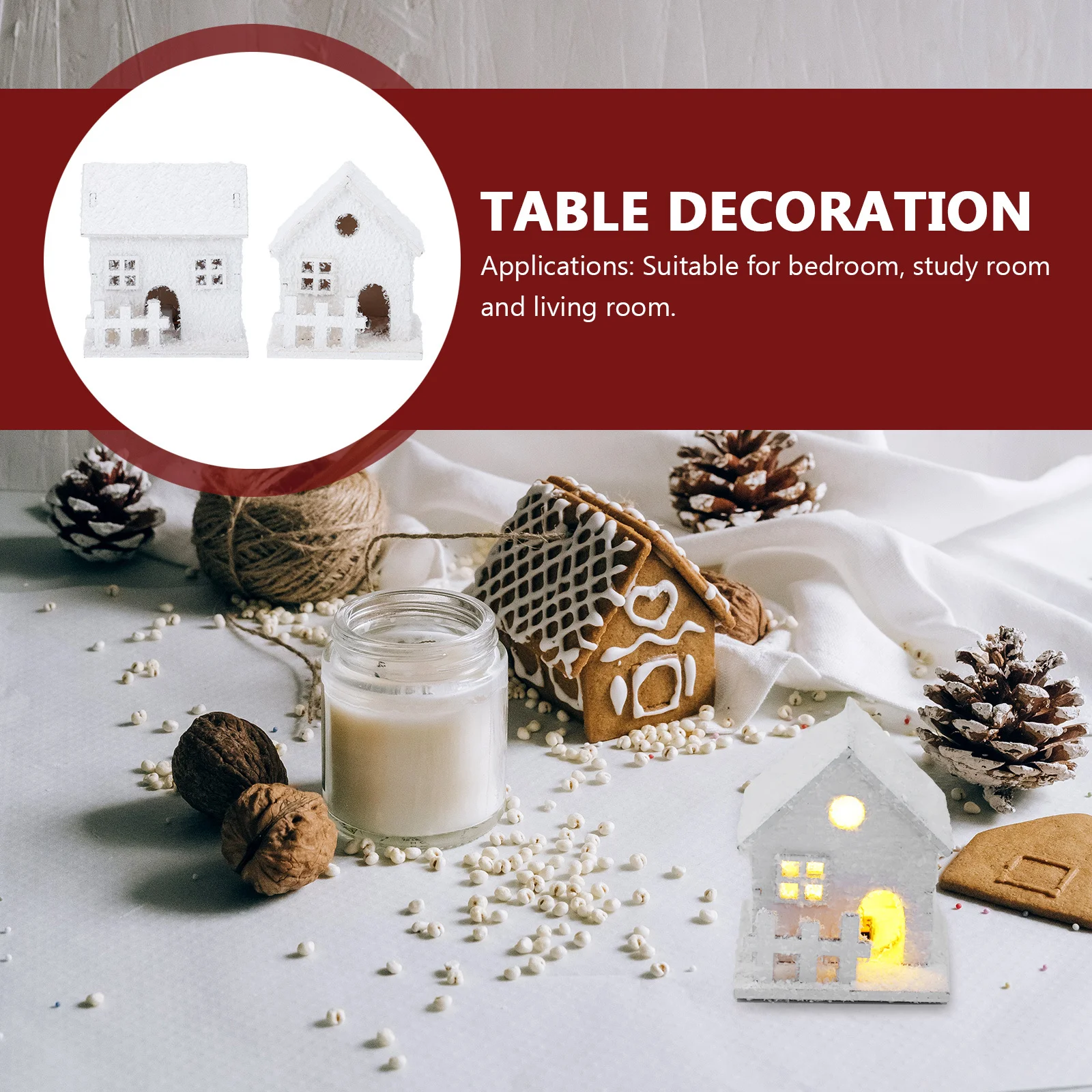 

2Pcs LED Wood Xmas Ornament Luminous Wooden Christmas Decor Xmas Desktop Ornament Holiday Festival Decoration