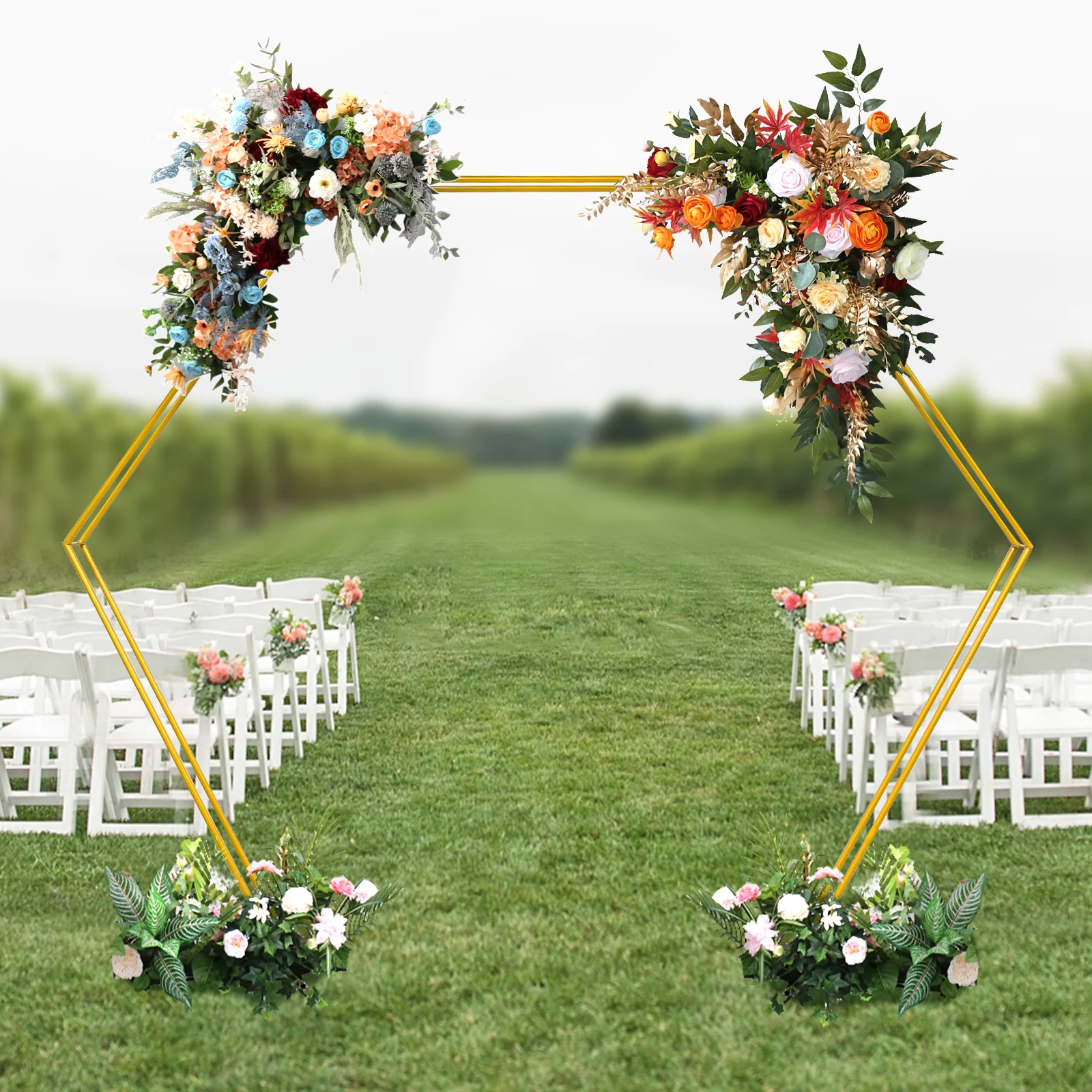 High Quality Gold Hexagon Arch Backdrop Flower Stand Frame Wall Wedding Props Event Party Home Application Decor New Style