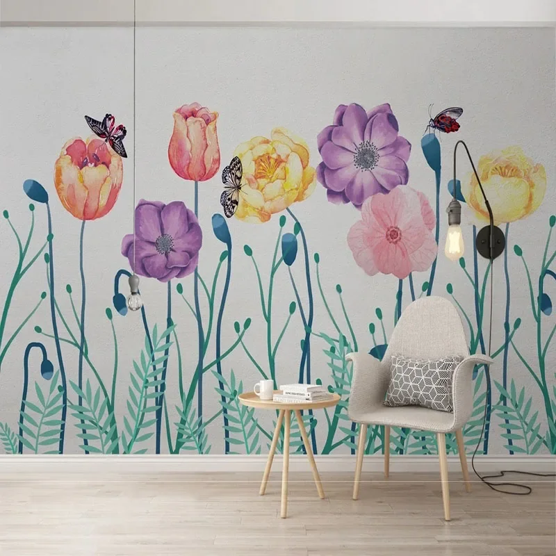 Custom 3D Mural Wallpaper Poppy Flower Background Wall Painting Living Room TV Sofa Home Papel De Parede Papel Pintado De Pared