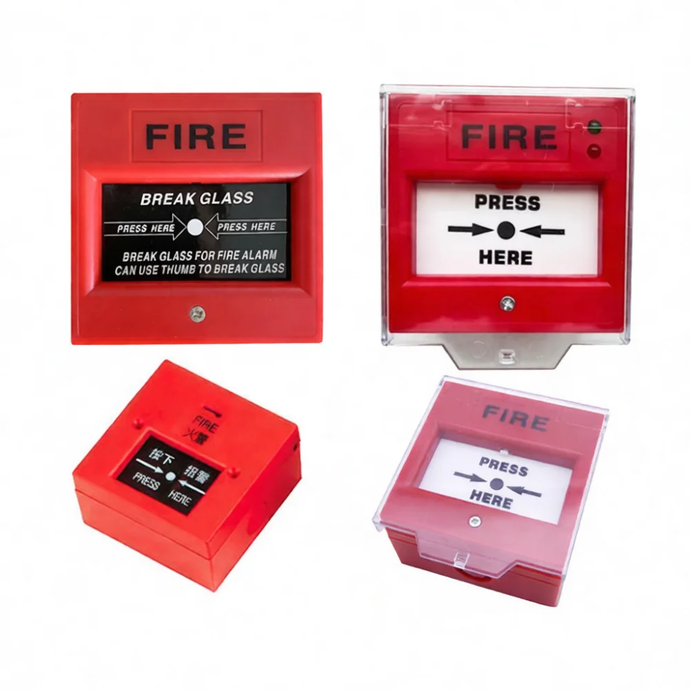 Resettable Manual Alarm Button Durable Fire Safety Switch Red Emergency Trigger Module For Building Security Protection Systems
