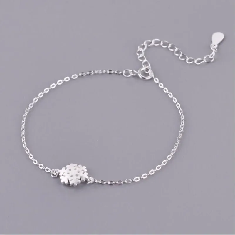 

New Personality Simple Temperament 925 Sterling Silver Jewelry Snowflake Female Flowers Popular Bracelets SL097