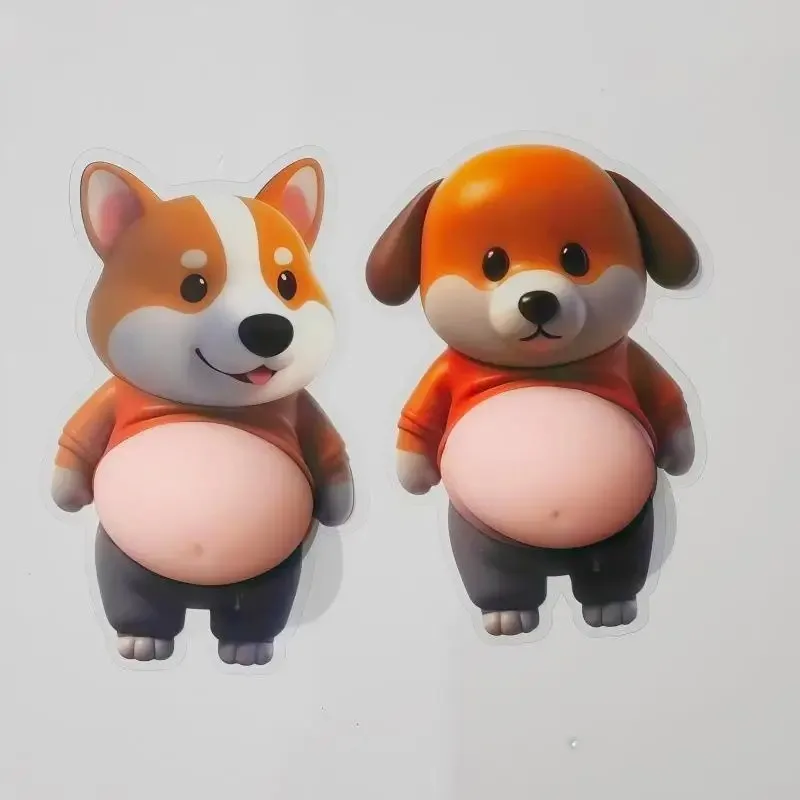 3D Anti-collision Stickers Shiba Inuya Belly Pinch Cute Creative Anti-collision Bar Decompression Toy Behind The Door. view 2