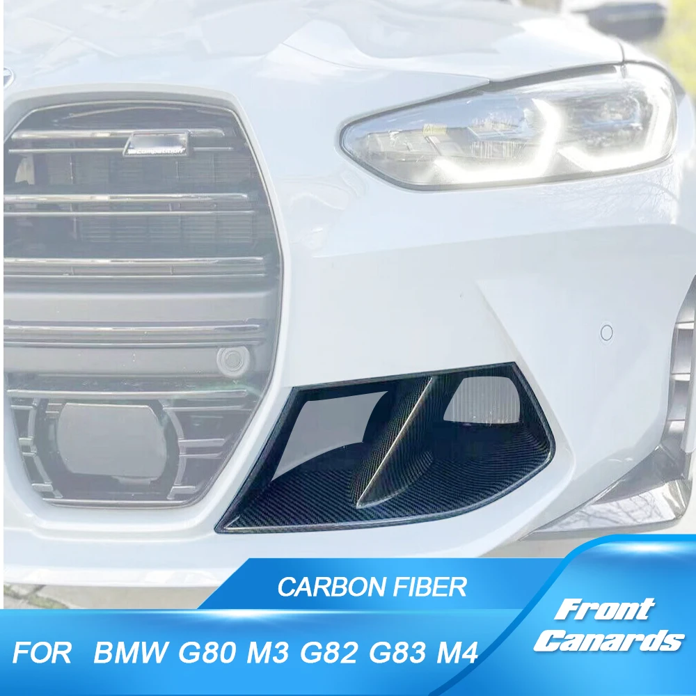 Dry/ Wet Carbon Front Bumper Grill Air Vent Cover For BMW 3 4 Series G80 G82 G83 M3 M4 2021 UP 2PCS Fog Lamp Mesh Covers