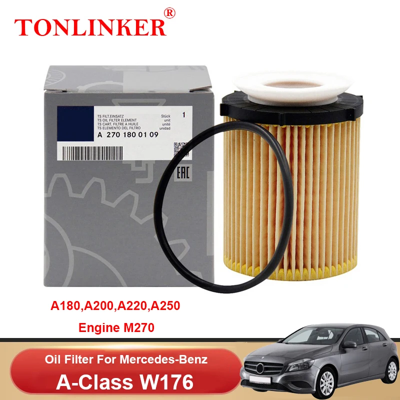 

Масляный фильтр TONLINKER A2701800109 для Mercedes Benz A Class W176 2013-2018 A180 A200 A220 A250 M270, автомобильные аксессуары A2701840225