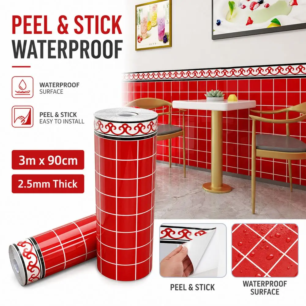 Self Adhesive Wall Stickers Moisture Resistant Cut to Fit Wall Panel Sticker Marble Pattern Peel and Stick