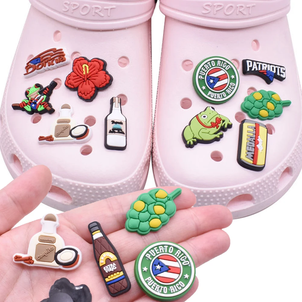 

Wholesale 1pcs PVC Shoe Accessories for Crocs Charms Mexican Badge Women Clogs Buckle Kids Pins Decoration Jeans Wristbands