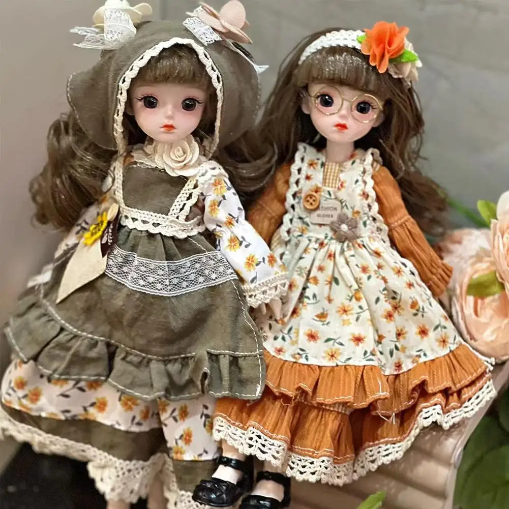 6 Pointed BJD Doll 30cm Height Princess Figurine With DIY Clothes Long Hair High Heel Elegant Dress Up Toy Beautiful Accessories