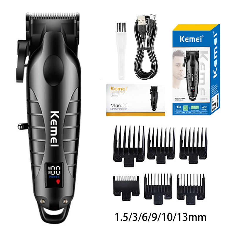 KEMEI men's black hair clippers,  cordless hair clippers, professional hair clippers, wireless hair clippers km-2296 km-2290