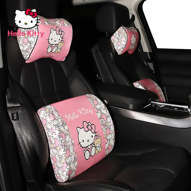 TAKARA TOMY Hello Kitty Car Cushion Cushion Cute Lumbar Support Winter Car Seat Memory Foam Lumbar Pillow Car Interior Supplies