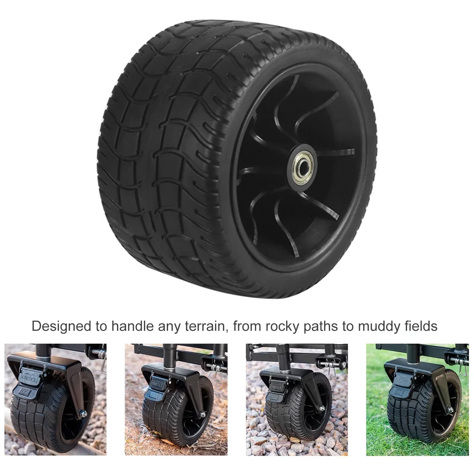 1 X Wheel  6in Outdoor Replacement Wheel Tire Double Bearings For Folding Wagon Cart High-qualitys Camping Cart Parts