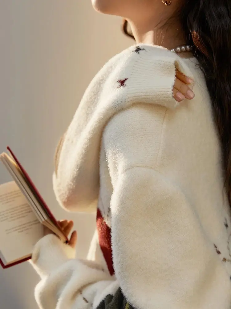 Koreanische Sle Süße Junge Herz Muster runde Ne Strickwaren frauen Herbst Winter Neue Ankunft Aosphere Lazy Milkin Strick...