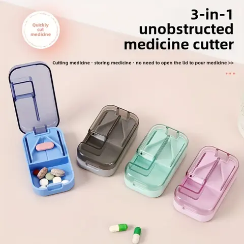 Hot Portable Splitters Cutter Medicine Vitamin Split Drugs Tablet Cutting Pill Box One-in-two Tablet Cutter Compact Cutting Tool