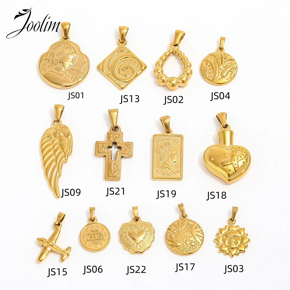 Joolim Jewelry Wholesale Fashion Vintage Rose Water Drop Shaped Melon Seed Buckle Single Stainless Steel Pendant Gift For Women