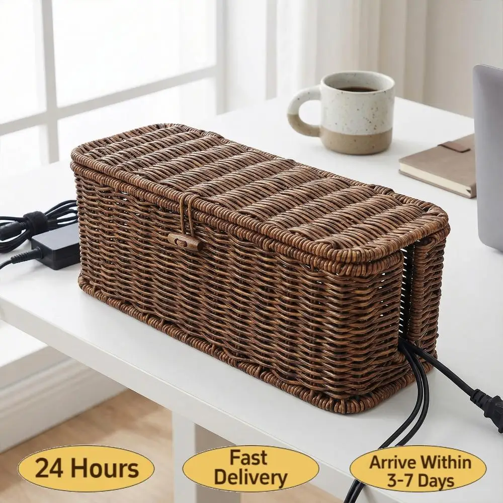 

Коробка для организации кабелей с запираемой крышкой, органайзер для проводов для офиса и дома (большая)