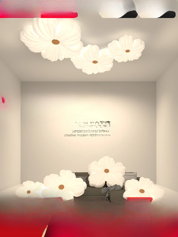 Full-spectrum petal living room ceiling lamp cream ins wind eye protection flower cloud bedroom dining room lamp whole