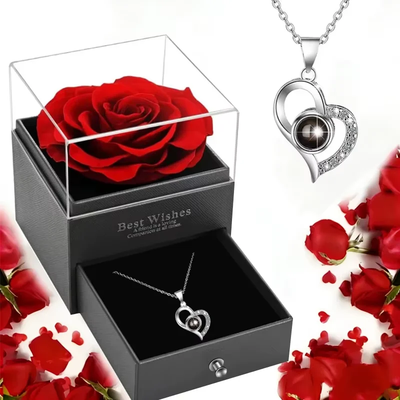 Women's Stainless Steel Permanent Rose Necklace - Jewelry Gift Box Suitable for Valentine's Day,Mother's Day,Birthdays Christmas - view 2