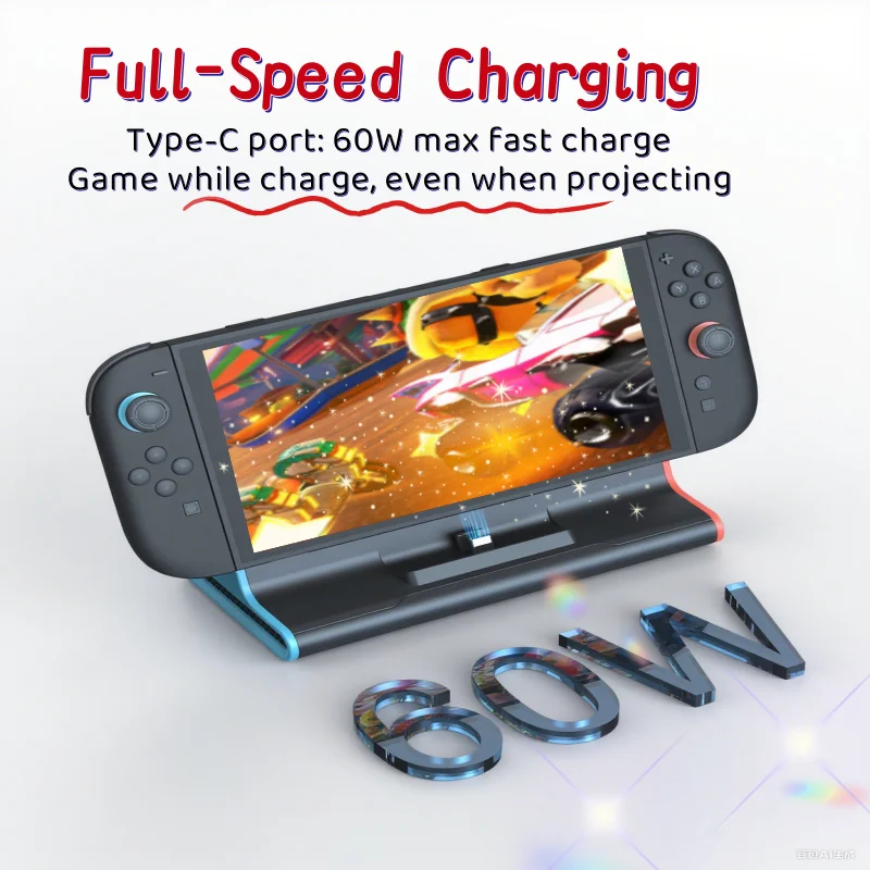 Portable 4K TV Dock Station For Nintendo Switch 2 Station Game Console Charging Stand Base With HDMI-Output/Type C Port/USB Port