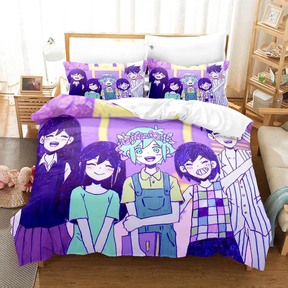 

Kawaii Omori Bedding Set Single Twin Full Queen King Size Bed Aldult Kid Bedroom Duvetcover Set 3D Print Anime Bed Sheet