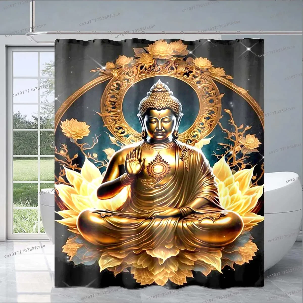 Buddha Sakyamuni Buddhism Shower Curtain Prayer Faith Bathroom Decoration Shower Curtain Adult Children Bathroom Shower Curtain