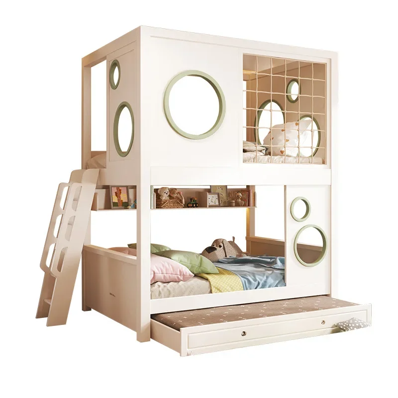 All solid wood children's bed All solid wood two-layer children's bed Upper and lower bunk beds High and low  Mother and child
